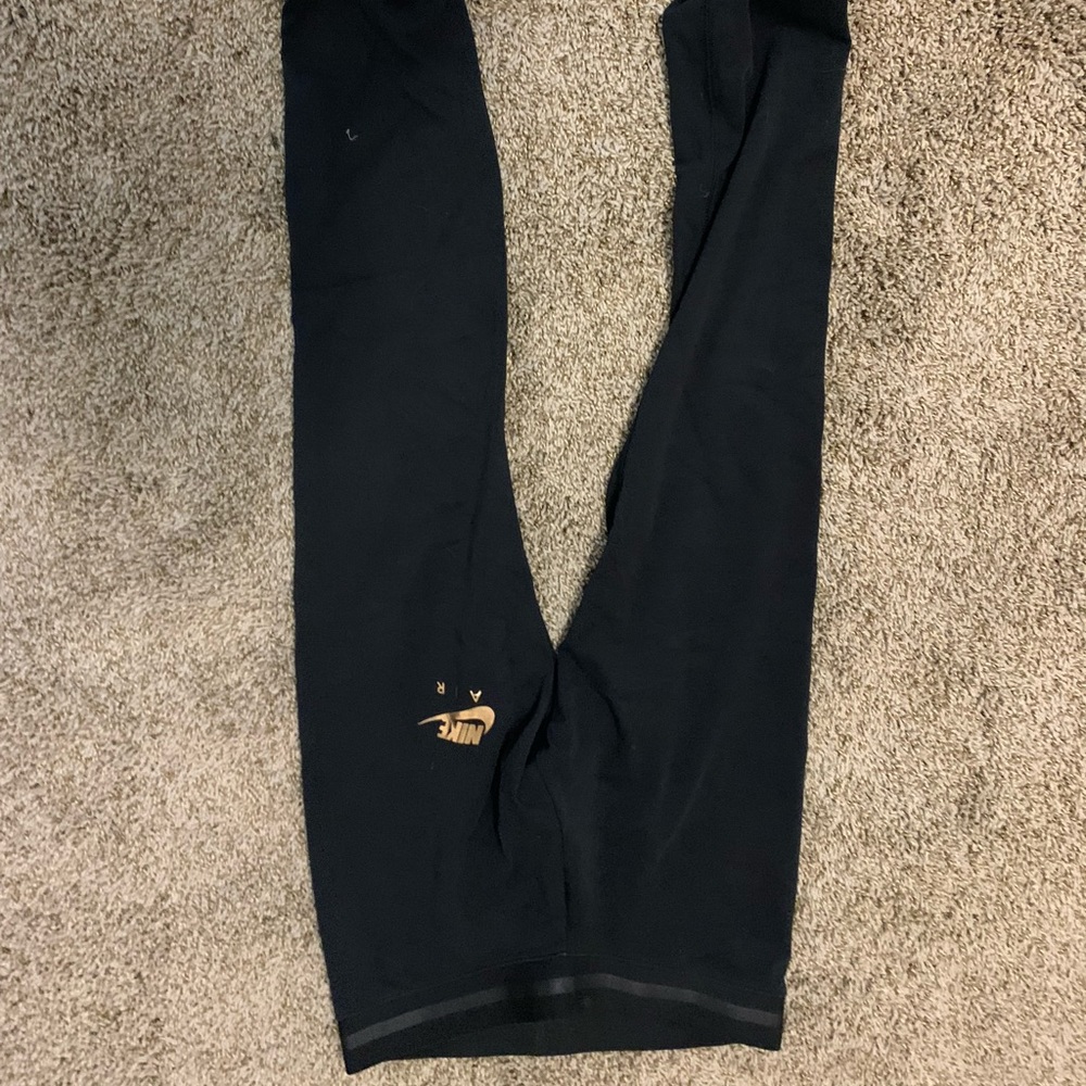 black nike air leggings with rose gold lettering